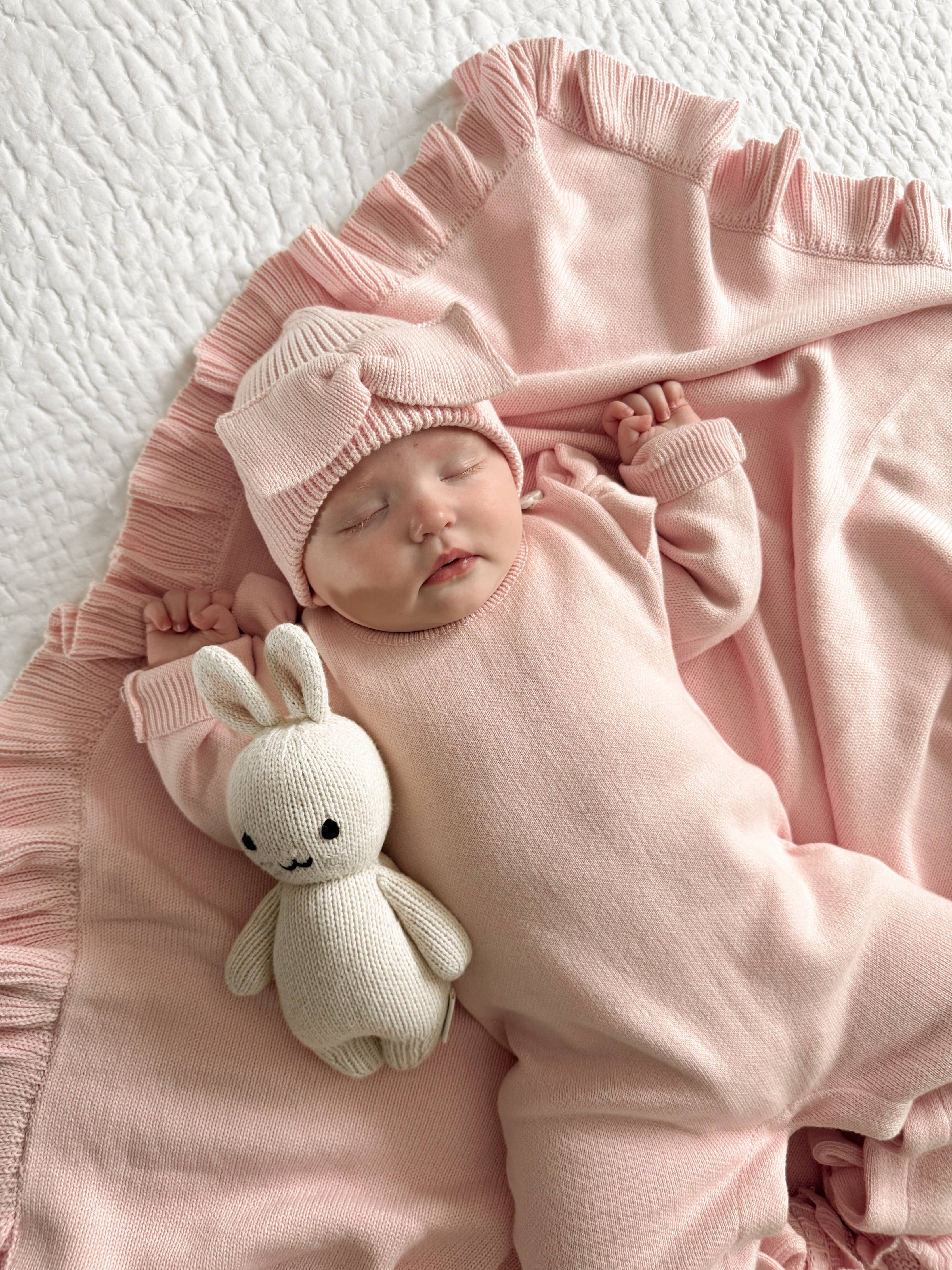 Image of Classic Bow Beanie - Powder Pink